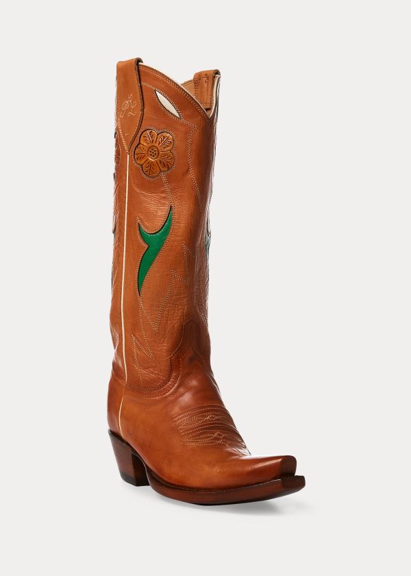 Women's Polo Ralph Lauren Selene Leather Cowboy Boots | 730284RGZ